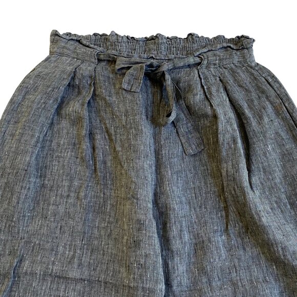 Mast 1883 Pants Womens Size L 100%  Linen Crop Wide Leg Gray High Rise Lagenlook - Picture 2 of 6